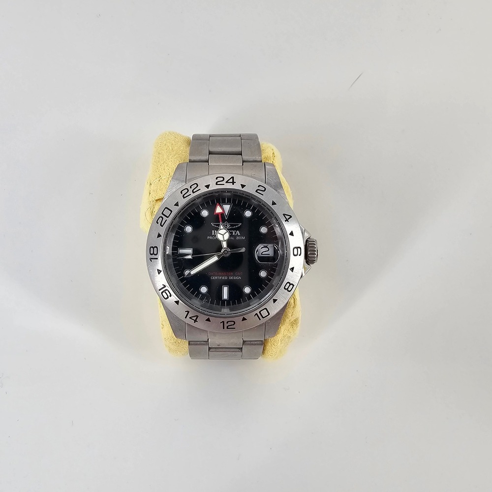 Invicta Pro Diver GMT 9401 Watch Silver Black Stainless Steel Professional Sport